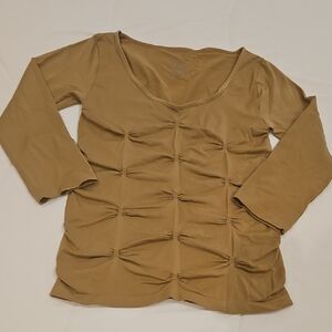 Elegant Tan Ruched Blouse